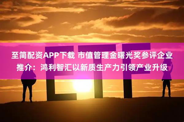 至简配资APP下载 市值管理金曙光奖参评企业推介：鸿利智汇以新质生产力引领产业升级
